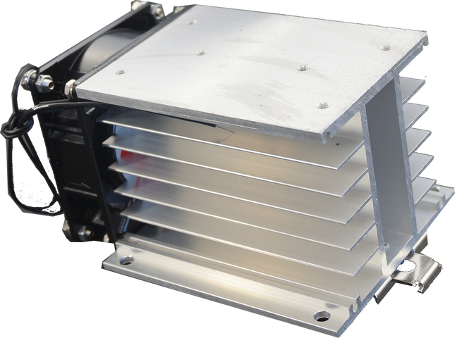 A53TP50D + HS212DR-F, Solid State Relay, and Heatsink Assembly, 3 Phase 90-280VAC Control, 36 Amp per phase @ 40 Deg C, 48-530VAC Load, LED Status Indicator