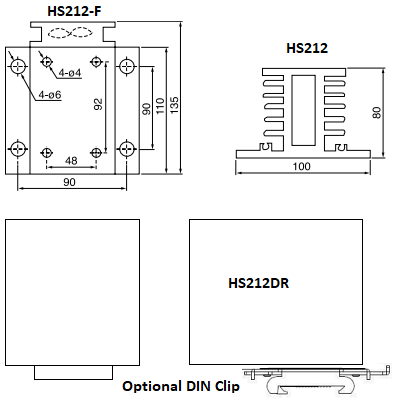 HS212DR, Heatsink 110mm, Milled, Drilled and Tapped for 3 Phase & Single Phase SSR, 1°C/W