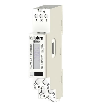 IE14MD, kWh Sub Meter, 230 +20/-15%, Single Phase, 45 Amp Direct Connect, NFC, RS485 & IR Comms, Pulse Output, DIN Rail Mount