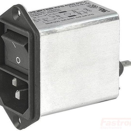 4302-5315, IEC Appliance Inlet C14 with 1-Stage EMC (RFI), Line Switch 2 Pole, Line Switch 2-pole KFB .25QC 2-P SW 10A, 10 Amp-EMC Filter-Schurter-Fastron Electronics Store