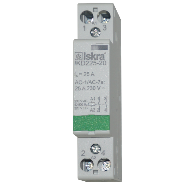 IKD225-20-230VAC, Two Pole 2 x NO Modular Contactor 240VAC 25 Amp, 230VAC/220VDC 40-500Hz Control Voltage, Hum Free