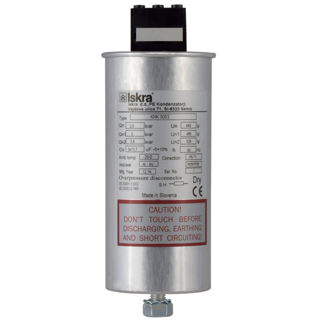 KNK3053 40 KVAR 525V 50HZ, Power Factor Correction Capacitor, 3 Phase, 116 x 285mm Dry Type, 3 x 154uF, Includes Discharge Resistor