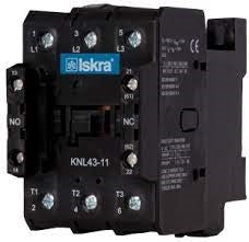KNL43-11-24VAC, AC Contactor 240/400/500/690V, 3 Pole 3 x NO with 1 x NO, 1 x NC Auxiliary Contact, Nominal Current = 43 Amps, 24VAC Coil