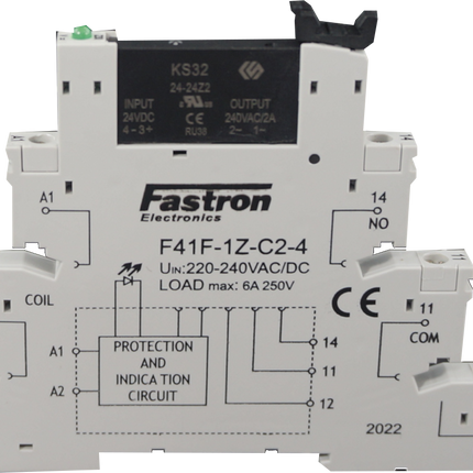 KS32/24-48D3N & F41F-1Z-C2-1, Slim Solid State Relay & Socket with Screw Terminals 24VDC Input, 3 Amp @ 48VDC