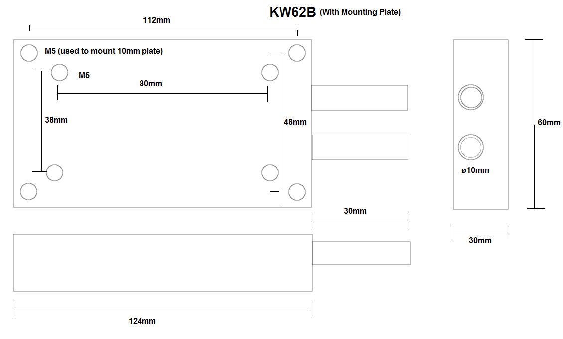 KW62B-With Plate, 130mm long cooler block for Isolated Modules including IGBT & Diodes and SCR's-Water Cooler-Fastron Electronics-Fastron Electronics Store