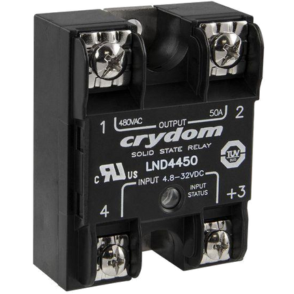 LND2425, Solid State Relay, Single Phase 3-32VDC Control, 25A, 24-280VAC Load, Low Noise, Low EMC/RFI