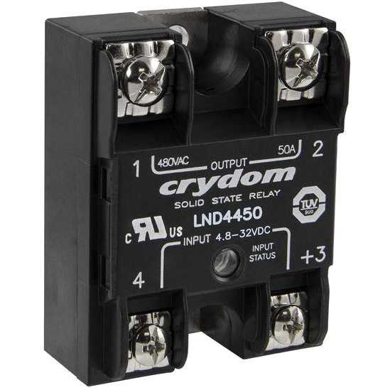 LND4475, Solid State Relay, Single Phase 3-32VDC Control, 75A, 48-530VAC Load, Low Noise, Low EMC/RFI