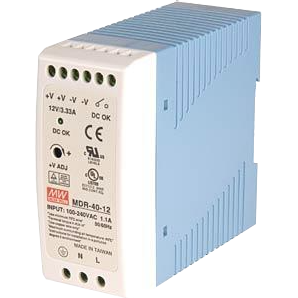 MDR-40-12, Universal Din Rail Mount Power Supply, 85-264VAC or 120-370VDC input, 12VDC @ 3.3Amp output
