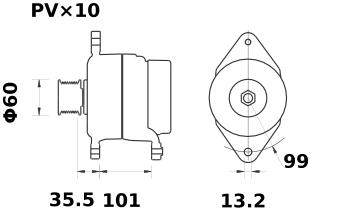 11204696 (AAN5920) MG1 MAHLE - Letrika(Iskra) Alternator, 48VDC 100Amp-DC Motor-MAHLE-Fastron Electronics Store