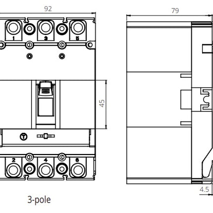 MOD1 3NL 100A, 3 Pole Moulded Case Circuit Breaker (MCCB) Thermal and Magnetic Release Adjustable Type Icu = 36kA, Ics = 18kA, 100 Amp, 400/690VAC