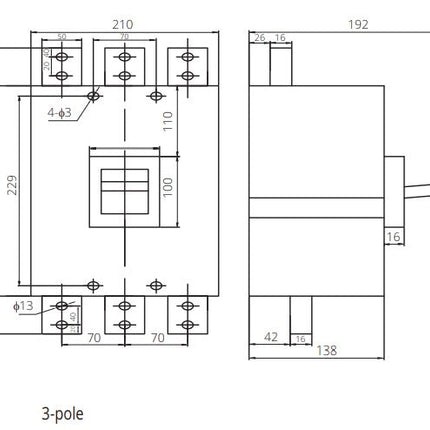 FGM6SM-4P-800H 700A, 4 Pole Moulded Case Circuit Breaker (MCCB) Thermal, Fixed Type ICS=75kA 700 Amp, 400/690VAC