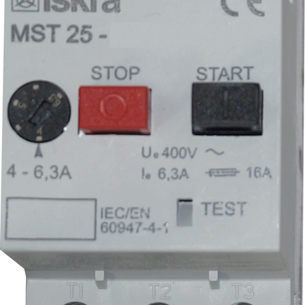 MST-25-6.3, Motor Protection Switch, 3 Phase, 690VAC, 4 - 6.3 Amp Setting Range, Thermal Release Only