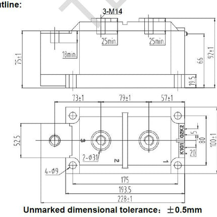 MTC2000-18-436F3-R, Dual Thyristor Module, 2000 Amp, 1800V