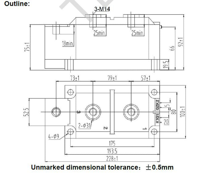 MTC2000-18-436F3-R, Dual Thyristor Module, 2000 Amp, 1800V