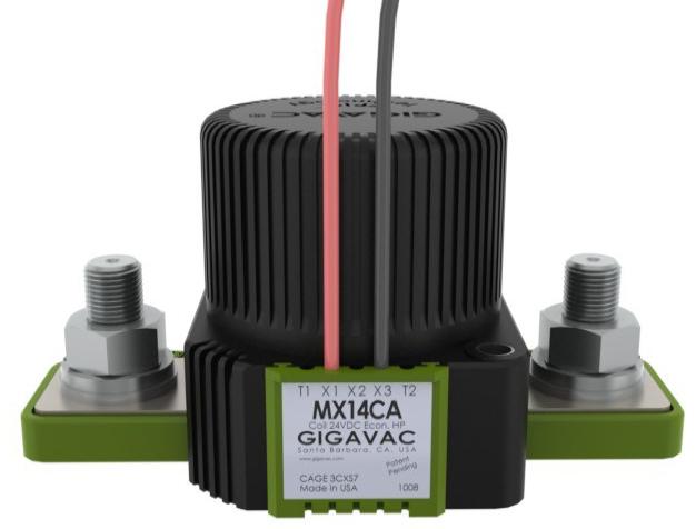 MXNC14CA, Contactor Military Grade SPST-NC, 400 AMP, 12-48VDC, 24VDC Coil, 38cm Flying leads, IP67, IP69K