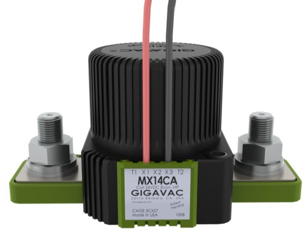 MX11CCB, DC Contactor, Milspec SPST-NC, 150 AMP, 12-48VDC, 24VDC Coil, 122cm Flying leads, IP67, IP69K, 1 x SPST-NO Auxiliary Contact