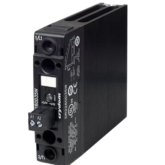 DR2260A35V, Solid State Contactor SSR, Single Phase 90-280VAC Control, 35A, 48-600VAC Load, Din Rail Mount