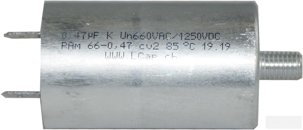 PAM 66-1.0 cv2, Snubber Capacitor ø35 x 58mm 660VAC 1.0uF M8x12, Railway Grade-Snubber Capacitor-LeClanche-Fastron Electronics Store