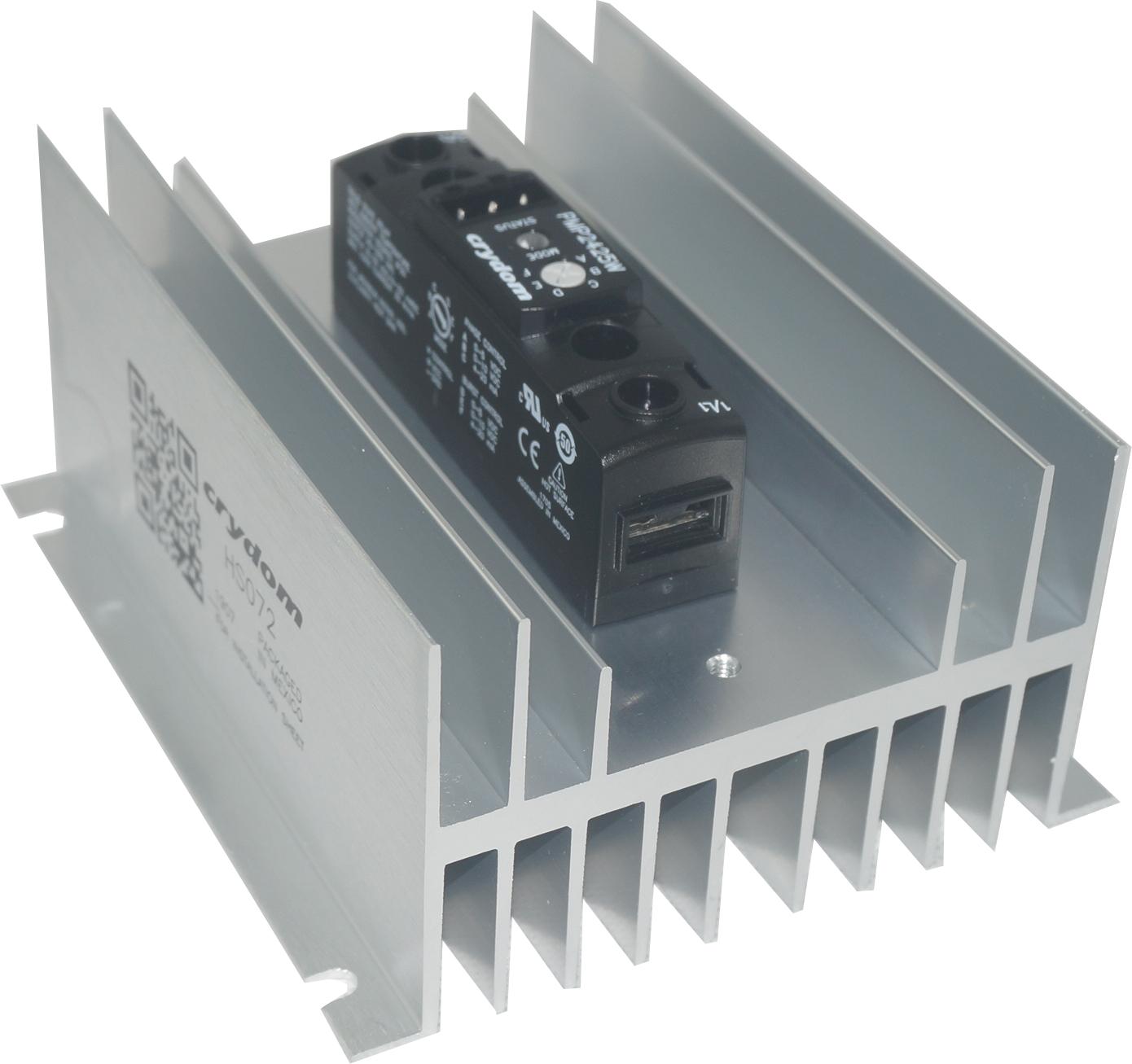 HS072 + PMP2450W, Panel Mount Single Phase Proportional Phase Controller with Heatsink, Selectable Input, 90-280VAC, 50 Amps @ 40 Deg C-Solid State Relay Single Phase Angle Power Controller AC Load-Crydom - Sensata-Fastron Electronics Store