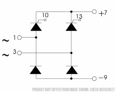 PSBH55/12, Single Phase Half Controlled Bridge, 55 Amp, 1200V