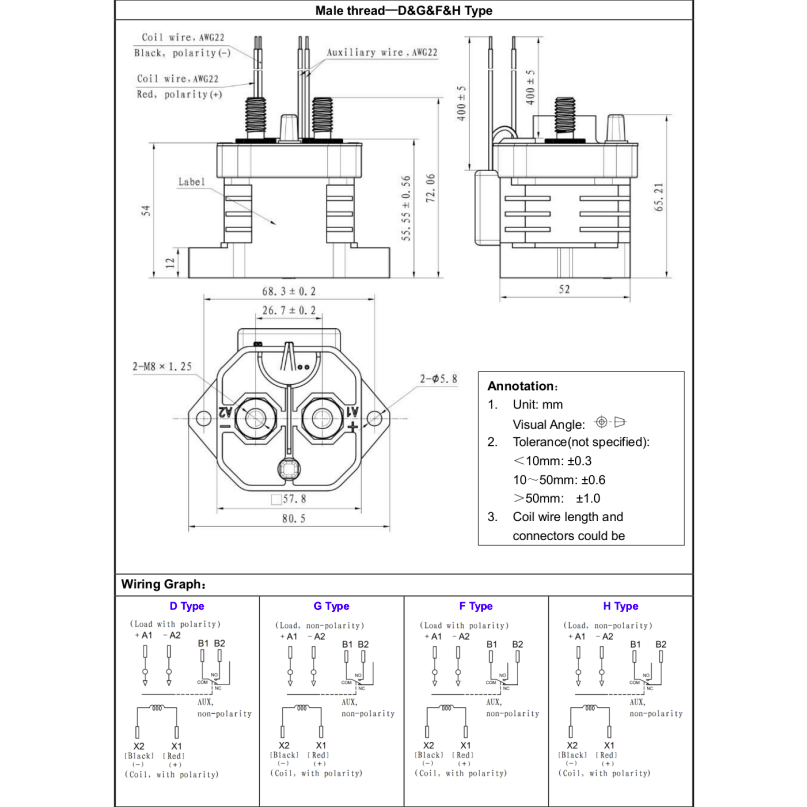 QEVQ200H1DA, Contactor SPST-NO Non Polar, 200 AMP, 12-800VDC, 12-36VDC Coil, SPST-NC Auxiliary Contact
