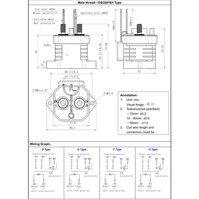 QEVQ200H1DA, Contactor SPST-NO Non Polar, 200 AMP, 12-800VDC, 12-36VDC Coil, SPST-NC Auxiliary Contact