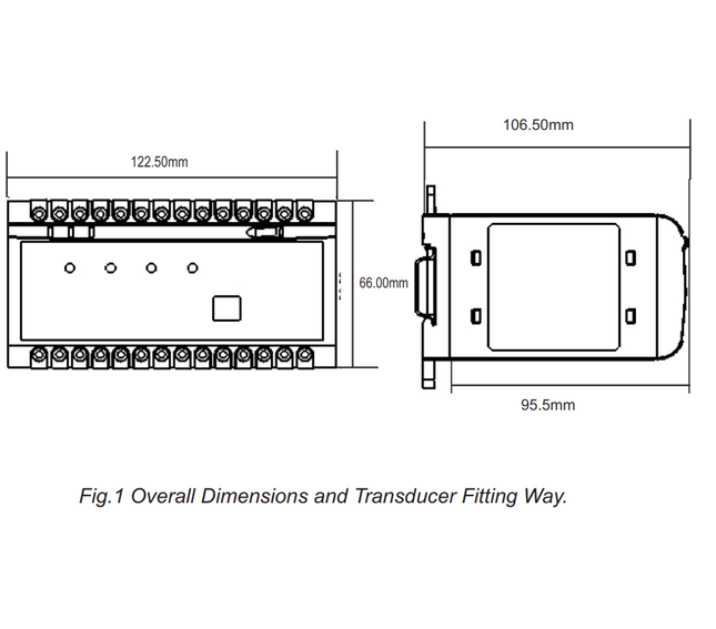Rish Con M-22132, Class 0.5 Power Transducer 4 wire, 20-480V L-L, 5Amp measurement, 85-253VAC/90-320VDC Supply, 4 x Analogue -20-20mA/4-20mA/-10-10V output, USB Programming Port, Modbus RTU Comms, 750 OHM Load Resistance, without display