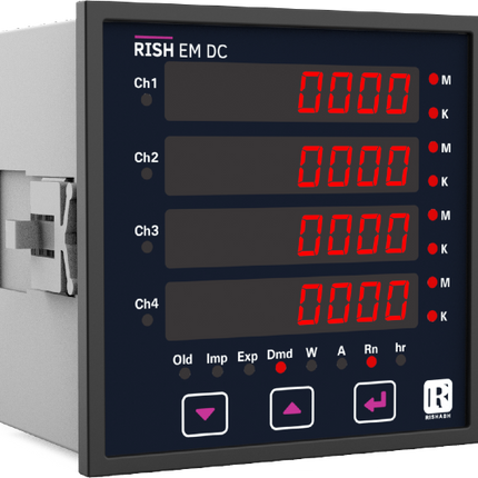 EMDC 6002-1000-HA-C-2R, 4 Channel DC kWh Meter, Class 0.5, 150-150mV Shunt input, 201-1000VDC, 2 Alarm/Pulse Outputs, RS485 & USB Comms, 4 Line LCD Display, 60-300VAC/DC Aux Supply, Internal Logging