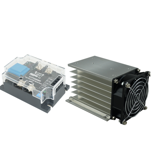 HS212F + FJTY220D80P, Single Phase Intelligent Phase or Burst Controller with 2 second Soft Start, 4-20mA,0-10V,0-5V,10K POT Input, 220VAC, 80 Amp @ 50 Deg C