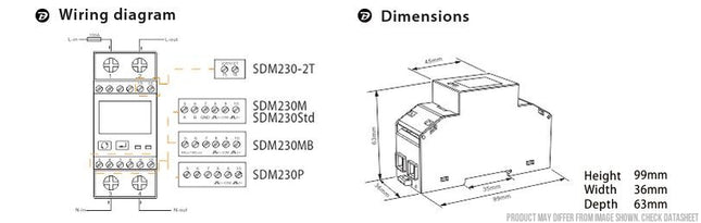 SDM230Modbus-MID-V2 (SLX), DIN Rail Mount kWh Meter, Single Phase, 240VAC aux, Class 1, 100Amp Direct Connect, w/ 2 x pulse outputs and RS485 Modbus RTU Comms, MID Approved,SAA212516