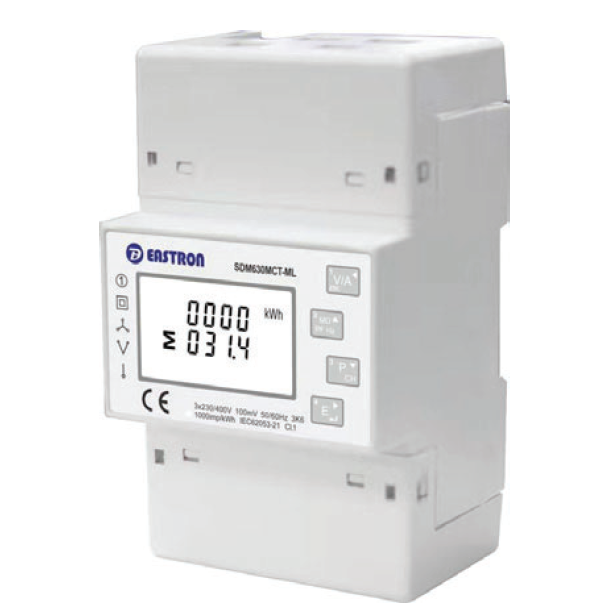 SDM630MCT-4L-TCP, Quad 3 Phase DIN Rail Mount kWh Meter with Easyclick, 4 x 3 Phase or 12 x Single Phase, 240VAC aux, Class 1, 100mA RJ12 CT Connect, w/RS485 Modbus RTU Comms