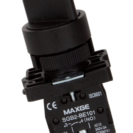 TRB-BD83, 2 x NO, 3 Position Toggle Switch BLACK, Left ON, Right Biased, 3 Amp @ 240VAC, Plastic/Metal, IEC60947-5-1
