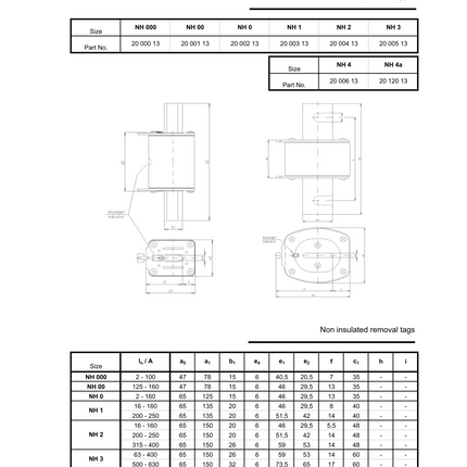 NBR-20 004 13-50A-500V-120kA-NH2, Semiconductor Type gG/gL Fuse, 50 Amp, 120kA, 500VAC, NH2, 150 x 46 x 29.5mm