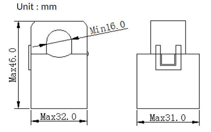 SCT-F16-100-50mA, 50mA, 100Amp Measurement, Class 1 Split Core CT's