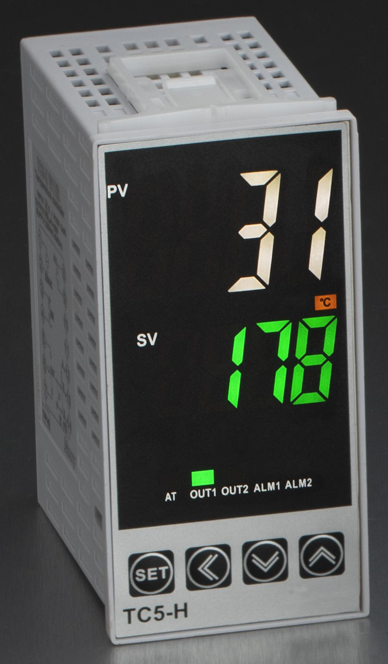TC5-H-W-2-T/R-2, 100-240VAC PID Controller with 2 3 Amp Relay Alarms, K,E,J Thermocouple, Pt100 or Cu20, Optional Linear Current/Voltage, 48x96mm,Relay + 12VDC Output