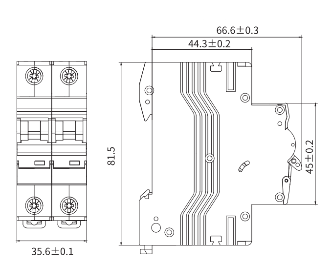 TG-63H 2P/32/C/10kA, 2 Pole Miniature Circuit Breaker C Curve 32 Amp, 10kA, 400VAC