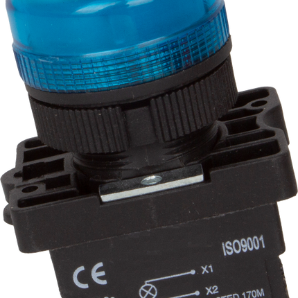 TRI-22-B24, 22mm LED Indicator BLUE 24VAC/DC, Plastic, IP65, IEC60947-5-1