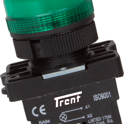 TRI-22-G24, 22mm LED Indicator GREEN 24VAC/DC, Plastic, IP65, IEC60947-5-1