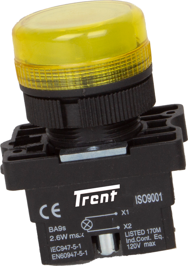 TRI-22-Y400, 22mm LED Indicator AMBER 400VAC, Plastic, IP65, IEC60947-5-1