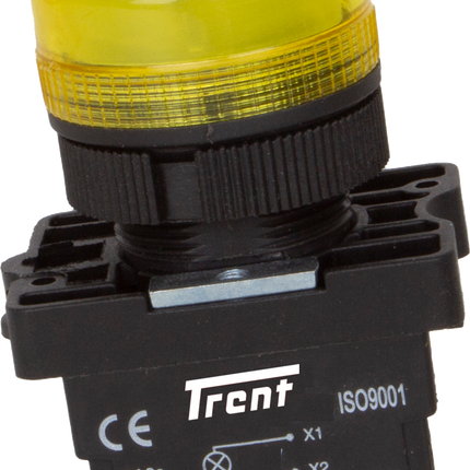 TRI-22-Y24, 22mm LED Indicator AMBER 24VAC/DC, Plastic, IP65, IEC60947-5-1