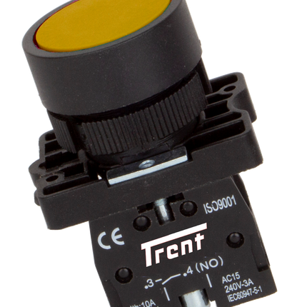 TRB-22D-Y-240, 22mm Pushbutton Momentary AMBER 240VAC, Plastic, IEC60947-5-1