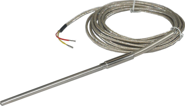 FTCK Series Type K Thermocouples MIMS Class A, Standard Sizes and Lengths 3mm or 5mm Shaft, Braided SS/Fibreglass/Teflon Tail, 304 Stainless Steel Sheath, CE ANSI ROHS Approved, -20 to 700 Deg C