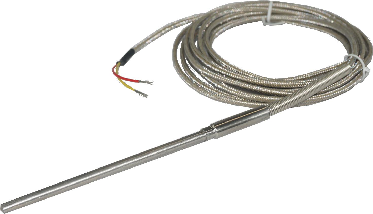 FTCK Series Type K Thermocouples MIMS Class A, Standard Sizes and Lengths, Braided SS/Fibreglass/Teflon Tail, 304 Stainless Steel Sheath, CE ANSI ROHS Approved, -20 to 700 Deg C