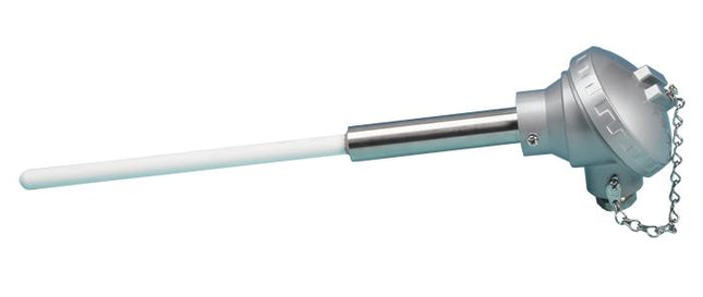 FTCR Type R Ceramic Thermocouple, Recrystallised Allumina 1400ºC 21x50mm Support Tube, KNE Alminium Die Cast Terminal Head, 0.35 Wire Diameter-Temperature Sensor-Fastron Electronics-Fastron Electronics Store