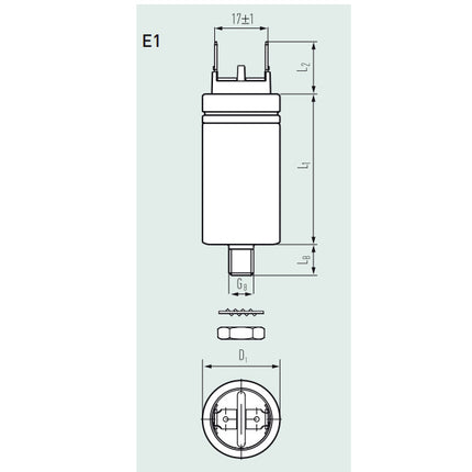 E62.C58-102E10, 1uF, 30x58mm Heavy Duty AC Film Power Capacitor w/Stud -40 to 85 °C 200,000 hrs, 2000VDC/1200VAC