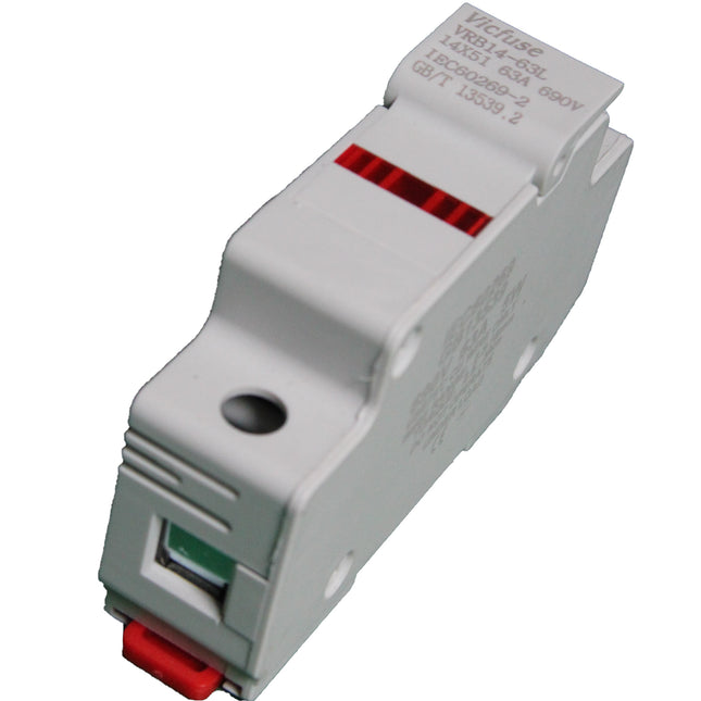 VCB10-30 1P, DIN Rail Mount Fuse Holder Single Pole for 10.3 x 38mm, 1000VAC/DC Fuses up to 32 Amp Rating