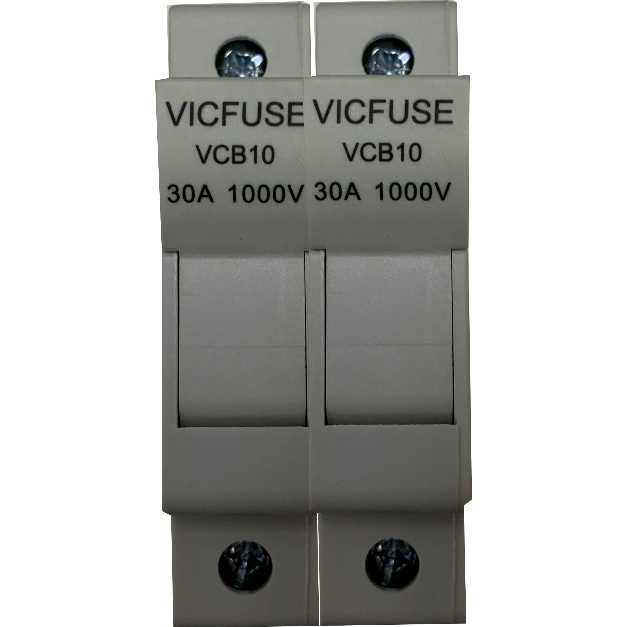 VCB10-30 2P 1000V, DIN Rail Mount Fuse Holder Two Pole for 10.3 x 38mm, 1000VDC Solar gPV Fuse