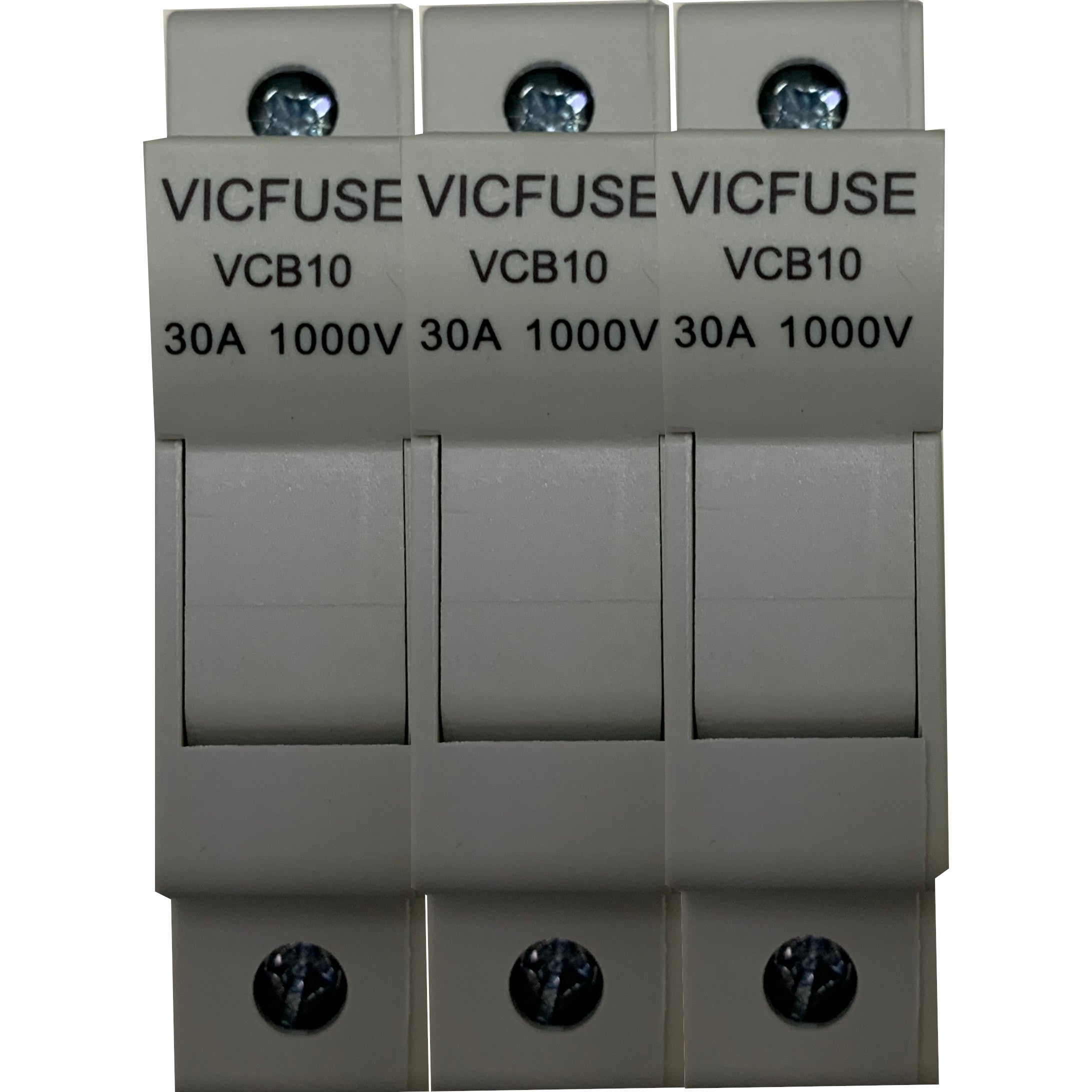 VCB10-30 3P 1000V, DIN Rail Mount Fuse Holder Three Pole for 10.,3 x 38mm, 1000VDC Solar gPV Fuse