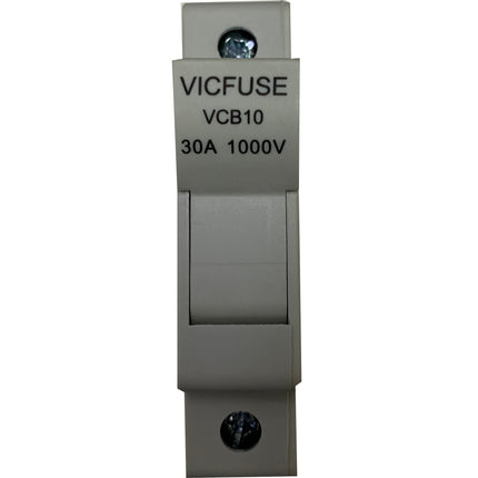 VCB10-30 1P, DIN Rail Mount Fuse Holder Single Pole for 10.3 x 38mm, 1000VAC/DC Fuses up to 32 Amp Rating