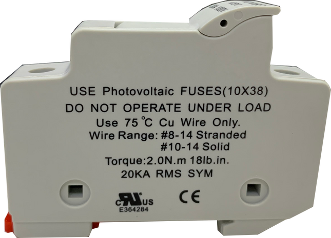 VCB10-30 3P 1000V, DIN Rail Mount Fuse Holder Three Pole for 10.3x38mm, 1000VAC/DC Fuses up to 32 Amp Rating